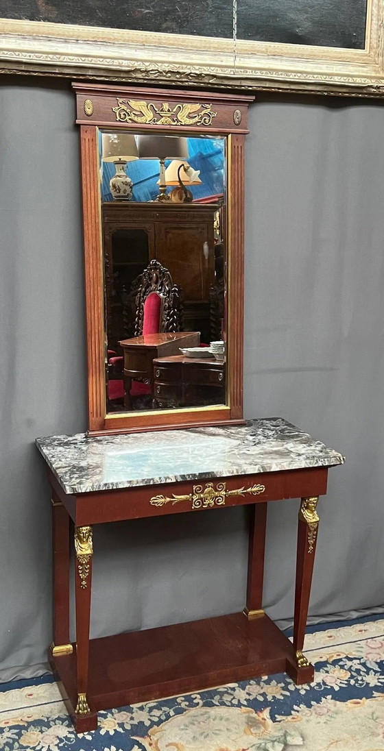 Consola y espejo de estilo Imperio. – Bronze, Marble (photo 4 of 8)