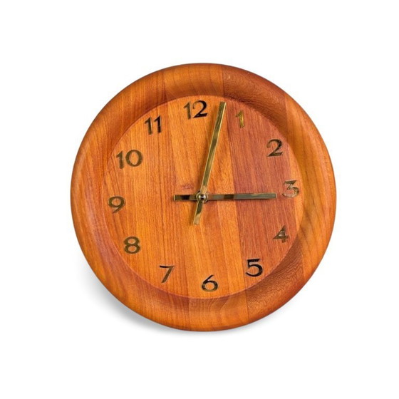 Image 1 of Originele Westminster Clocks Copenhagen wandklok uit het midden van de 20e eeuw (MCM) van teakhout