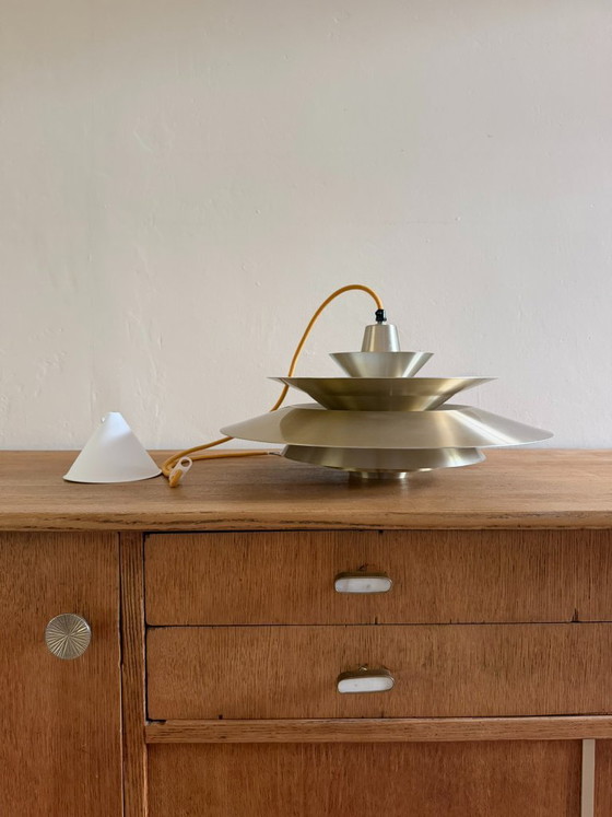 Vintage Lyskaer pendant - Bent Nordsted - Danish multiulayered lamp, Pendant lamps, Aluminium, Yellow (photo 7 of 14)