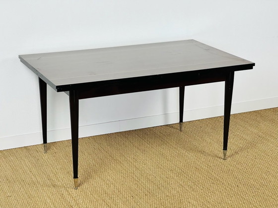 Image 1 of Uitschuifbare modernistische eettafel van Macassar ebbenhout, 1950