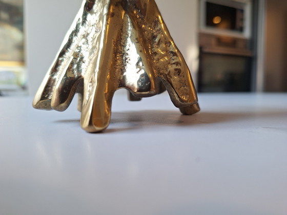 Image 1 of Vintage Horst Dalbeck messing kandelaar – brutalistisch ontwerp