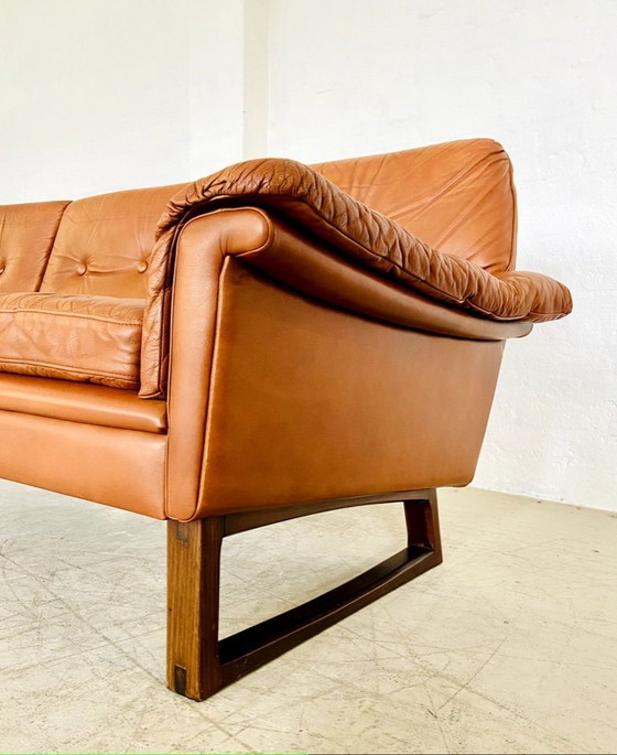 Image 1 of VINTAGE DANISH SVEND SKIPPER 3 PERSON SOFA IN COGNAC LEATHER 1970,s