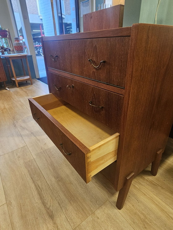 Danish Vintage Teak Dressing Table Chest of Drawers / Make-up Cabinet, Wood, Brown (photo 9 of 15)