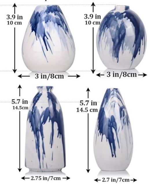 Image 1 of Vases À Bourgeons En Céramique Bleu Et Blanc