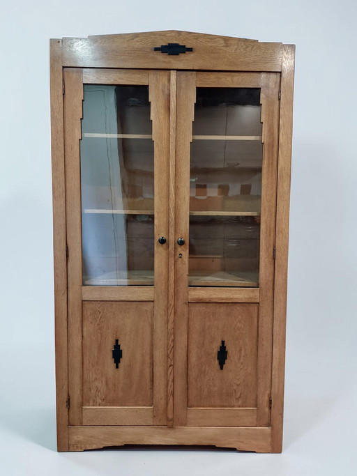 antique Amsterdam School bookcase Art Deco