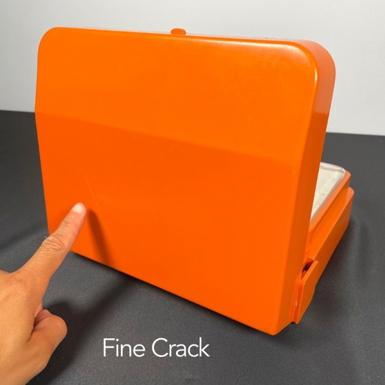 Image 1 of Vintage Oranje Vendex Duitse keukenweegschaal voor wandmontage