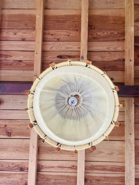 Image 1 of Suspension en bois et jute, style scandinave vintage, années 1960