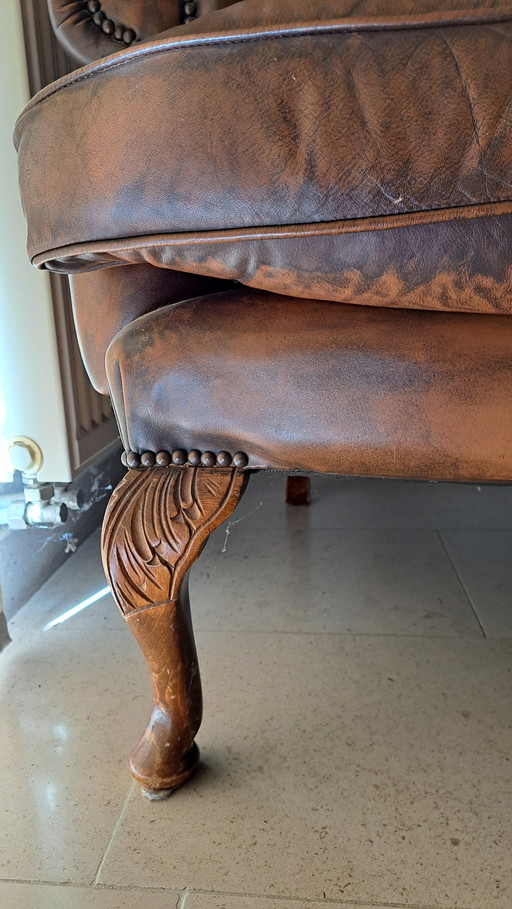 Armchair Wingback Chesterfield Leather