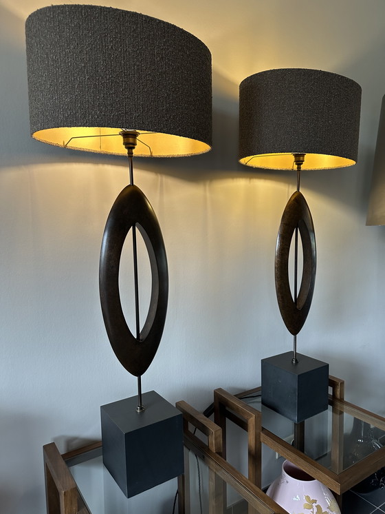 Image 1 of Porta Romana Sculpted Manhattan Large table lamp set 2 pieces