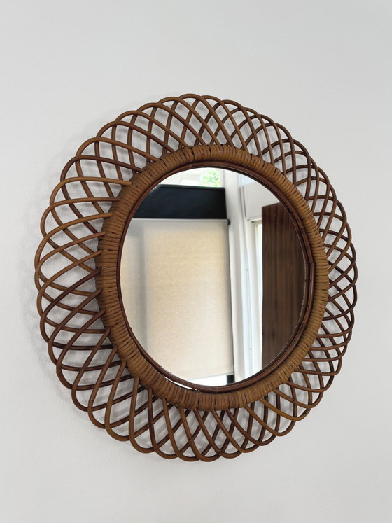 Spiegel met bamboe en rieten lijst, Italië, 1960 – Rotan, Mid Century Modern (photo 2 of 9)