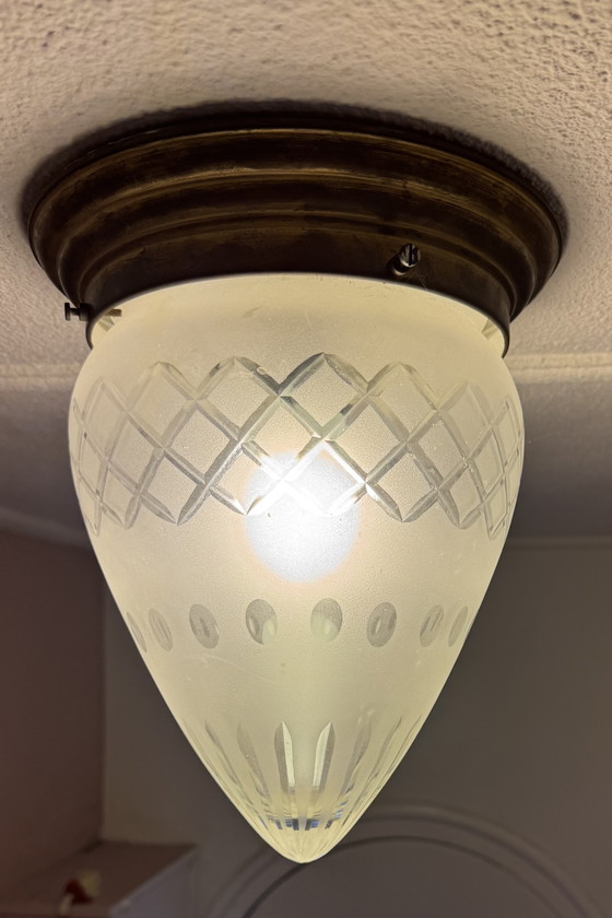 Image 1 of Lámpara de techo Art Déco – Modelo "Huevo" con cristal tallado