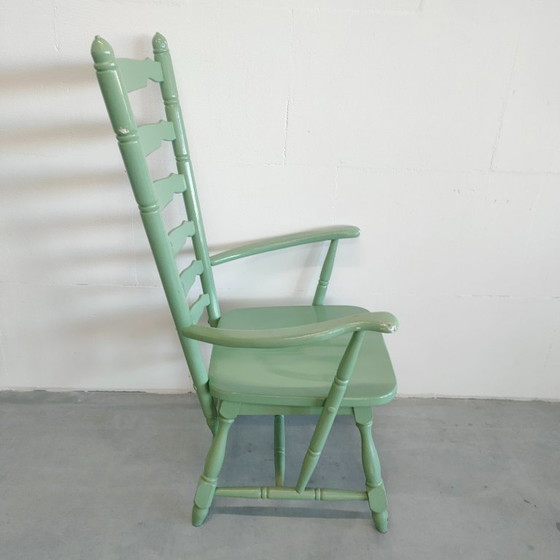 Image 1 of Sedia a scaletta vintage anni '50/'60 da camino (verniciata di verde)