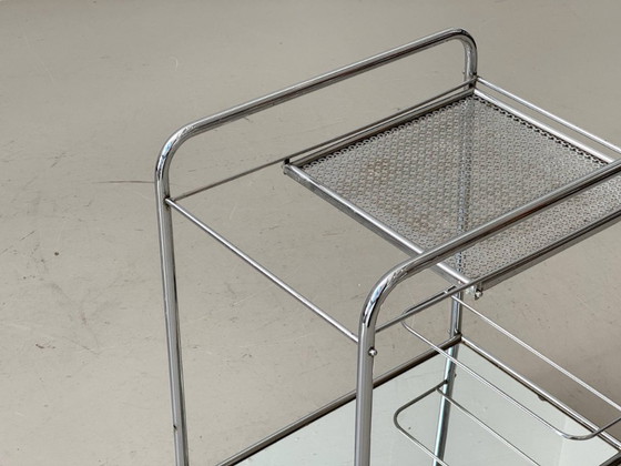 Image 1 of French Art Deco bar trolley with removable oil lamps, 1940s