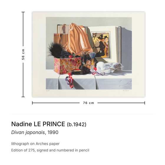 Nadine LE PRINCE signierte Lithographie Divan japonais 1990 – Lithographien & Drucke, Paper (photo 3 of 5)