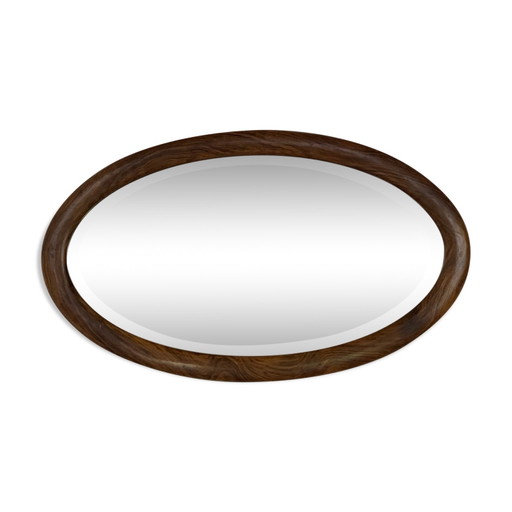 Oval wooden and stucco wall mirror – spiegels, Scandinavian