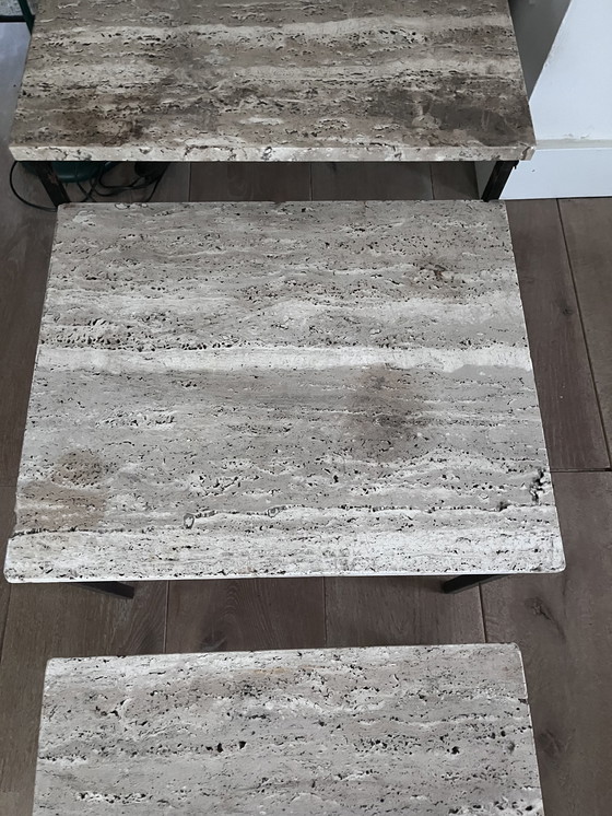 Image 1 of Travertin natuursteen set nid bijzettafeltjes