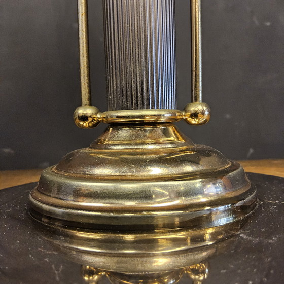 Image 1 of Vintage Chromen/Messing Paddestoel Lamp (Space Age Lamp) Bauhaus/Hollywood Regency Tafel Lamp