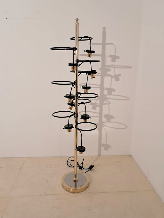 Image 1 of Gino Sarfatti-style floor lamp with 9 lights.