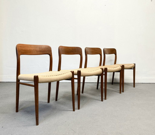 4 RAR Niels Moller Model 75 Stoelen MidCentury Teak 1950