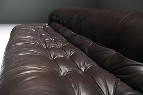 Image 1 of Afra & Tobia Scarpa “Soriana” 3-Seater Sofa in Dark Chocolate Leather - Cassina.