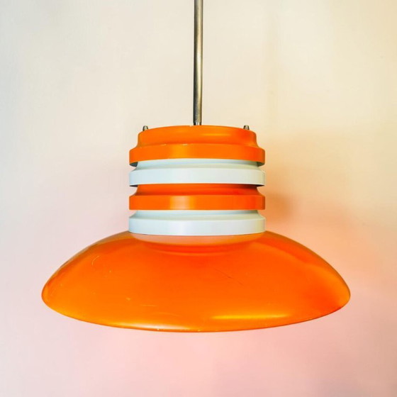 Image 1 of Grote oranje metalen eetkamerlamp in Space Age Scandinavische moderne stijl, jaren 70.
