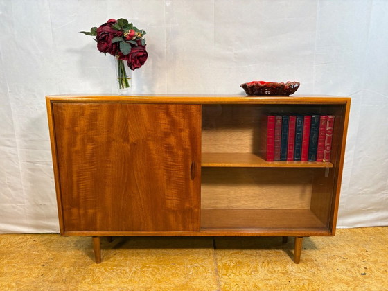 Image 1 of Mid Century Retro Teak & Glass Bookcase by Herbert E. Gibbs Circa 1960  A stylish and elegant mid century modern teak and glass 