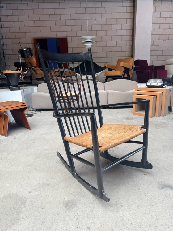 Fdb Möbler J16 Mecedora, Hans Wegner, Madera, Mimbre, Negro, Modern (foto 2 de 13)