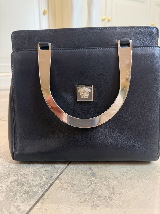 Image 1 of Borsa a mano vintage Gianni Versace in pelle nera Medusa, rara