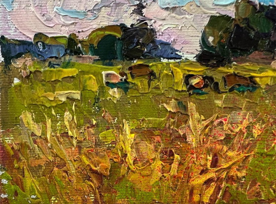 Original Oil Painting Summer Nature Landscape Daytime Field – Paintings & Drawings, Canvas (photo 6 of 8)