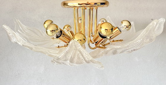 Plafoniera Vintage Novaresi 9 Lame, Plafoniere, Ottone, Dorato (foto 12 di 16)