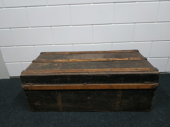 Image 1 of Original Antique Travel Cabin Case Metal/Wood
