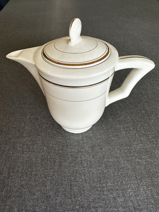 Image 1 of Moulin des Loups Orcerame France Art-Déco Ceramic coffee maker - Gold edging