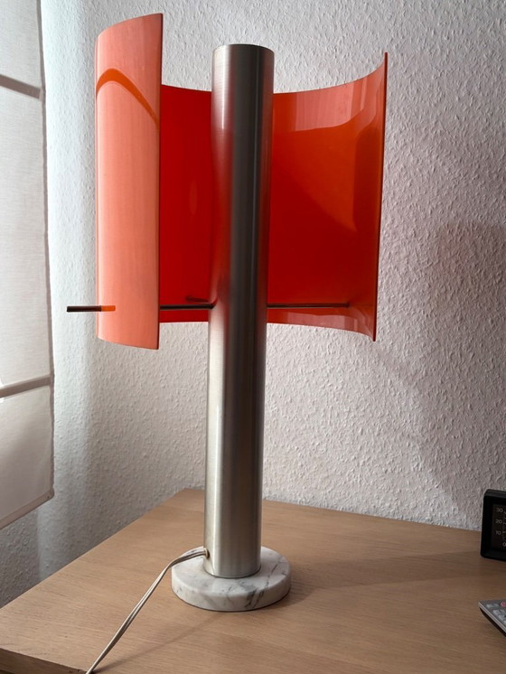 Image 1 of Mid-century vintage orange table lamp by Tito Agnoli for Stilnovo