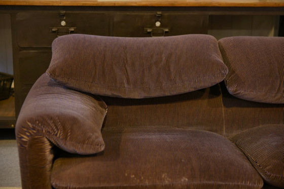 Image 1 of De Maralunga 3-zitsbank en twee fauteuils set van Vico Magistretti voor Cassina, eerste editie 1973.