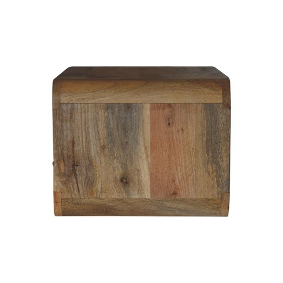 Image 1 of Mesita de noche flotante grande con cajón en madera maciza de mango con aspecto de roble.