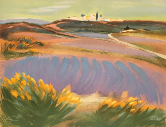 Image 1 of Pascal ETCHENIC Champ de lavande Litografia firmata 1994