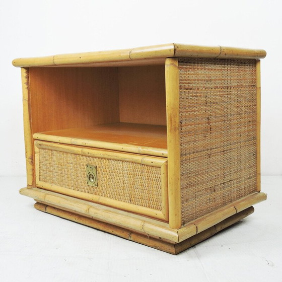 Image 1 of Vintage Dal Vera Bamboo and Wicker & Rattan Side Cabinet, Italy, 1960s