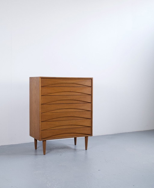 Niels Clausen 60's Teak Semainier Chest of Drawers Niels Clausen Mobler Odense Editor