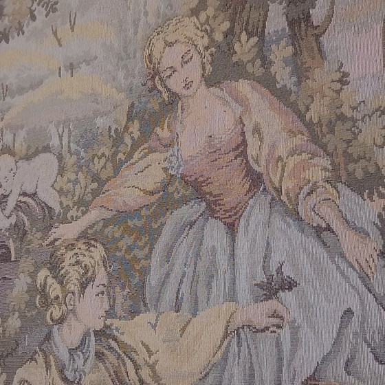 Image 1 of Hand-woven Italian tapestry in a classic wooden frame