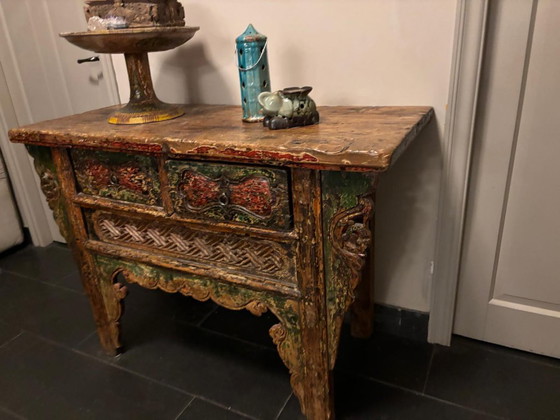 Consolle orientale con intagli in legno colorati – Console, Wood (photo 10 of 10)