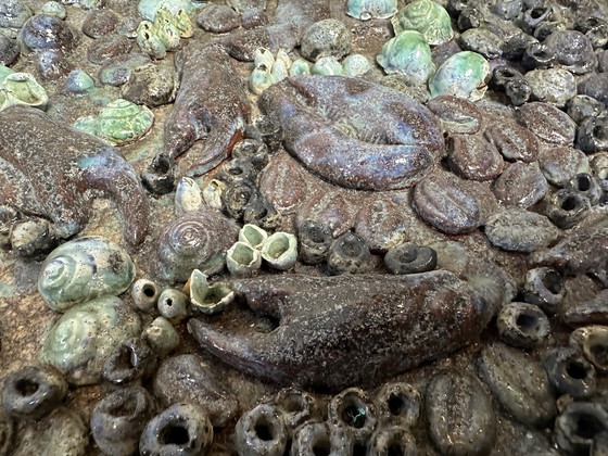 Image 1 of XL bowl + stand - maritime relief - ceramic