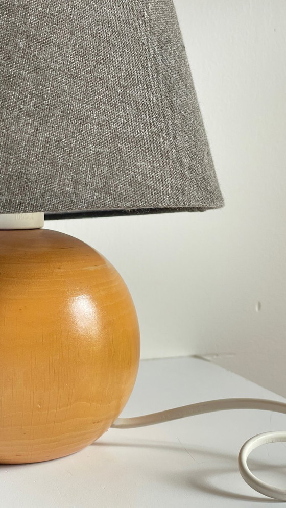 Image 1 of LAMPE Boule Bois Massif ANNEES 70