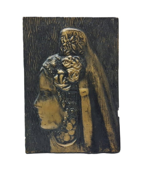 Vintage Gips-Basrelief-Wanddekoration 29x21 cm