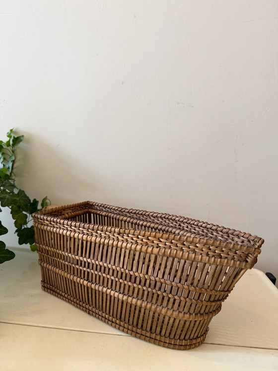 Cesto portabottiglie vintage in rattan (photo 3 of 6)