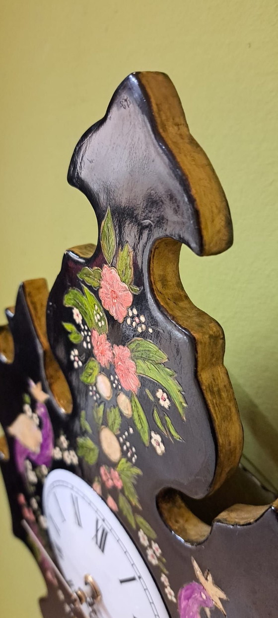 Vintage wandklok, Klokken, Hout, Metaal, Zwart (foto 7 van 10)