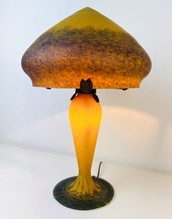 Image 1 of Lampada francese Art nouveau Mushroom pate de verre