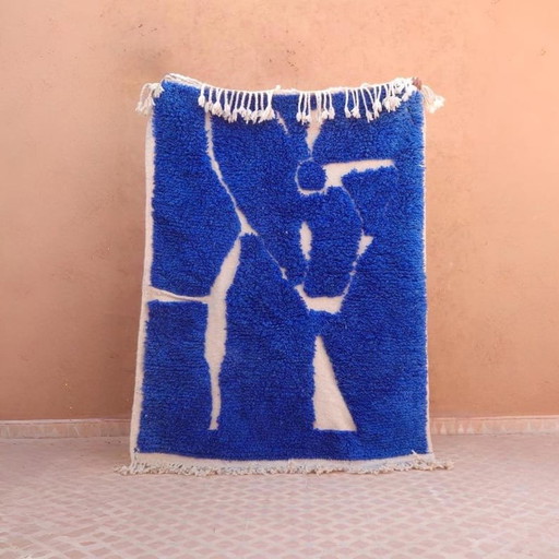 Auténtica alfombra bereber tradicional marroquí, azul, 1,5/2,5 m – Aime Té, vloerkleden en tapijten, Wool
