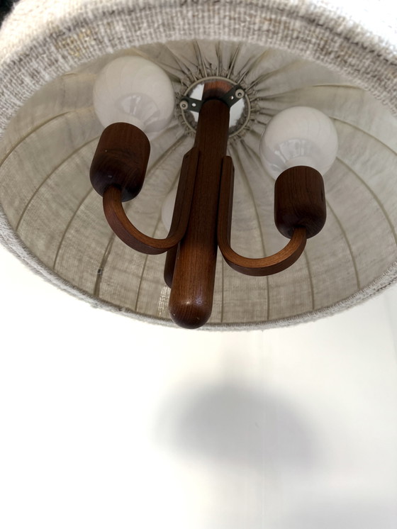 Image 1 of Lampada a sospensione vintage, teak e lana, Domus '70