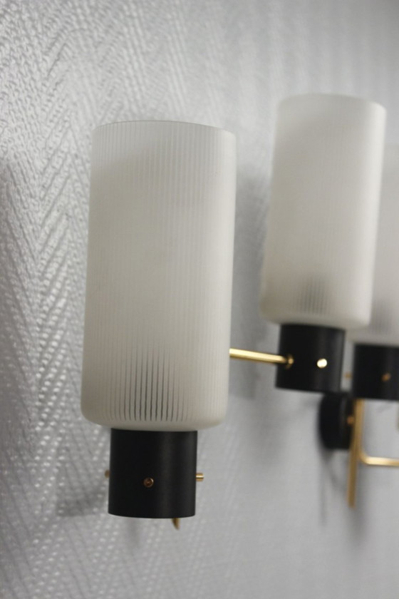 Image 1 of Pareja de apliques de pared de los años 50, diseño Arlus Lunel Guariche Stilnovo