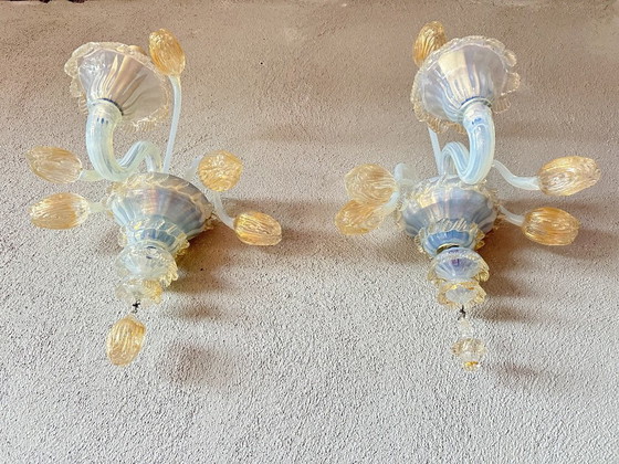 Vintage paar Murano wandlampen – Metaal, Murano Glas (photo 2 of 16)